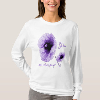 Elegant Violet Floral Women's long sleeves T-Shirt