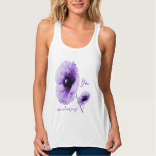 Elegant Violet Floral Women's Tank Top