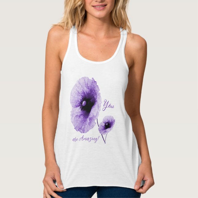Elegant Violet Floral Women's Tank Top  (Front)