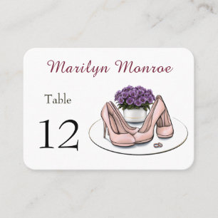 Elegant Violet Flowers Lesbian Wedding Place Card