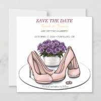 Elegant Violet Flowers Lesbian Wedding Save the Da