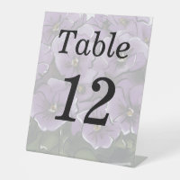 Elegant Violet Flowers Lesbian Wedding Table Numbe