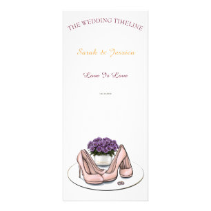 Elegant Violet Flowers Lesbian Wedding Timeline Ca Rack Card