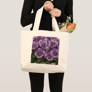 Elegant Violet Flowers LGBTQ Mrs & Mrs Wedding Large Tote Bag