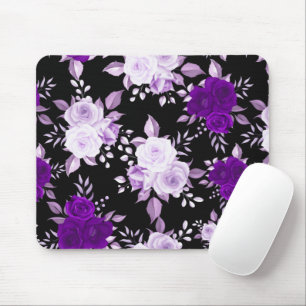 Elegant Violet Flowers Seamless Floral Pattern Mouse Pad
