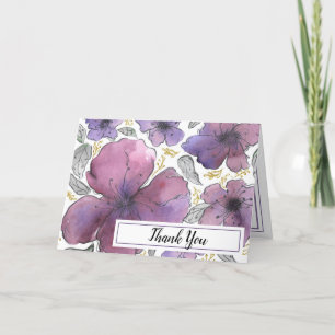 Elegant Violet Glitter Floral Birthday Thank You  Card