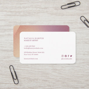 Elegant Violet Glitter & Pink Beauty Makeup Business Card