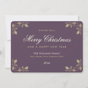 Elegant Violet Gold Christmas Happy New Year Card