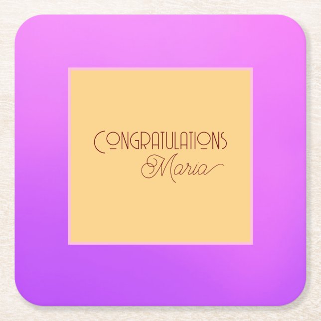 Elegant Violet Paper Coaster (Front)