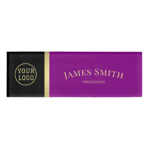 Elegant Violet Purple Black Luxury Logo Name Tag