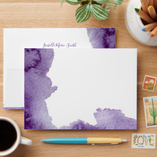 Elegant Violet Purple Colour Wash Wedding Invite Envelope