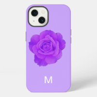 Elegant Violet Purple Floral Rose Monogram Gift