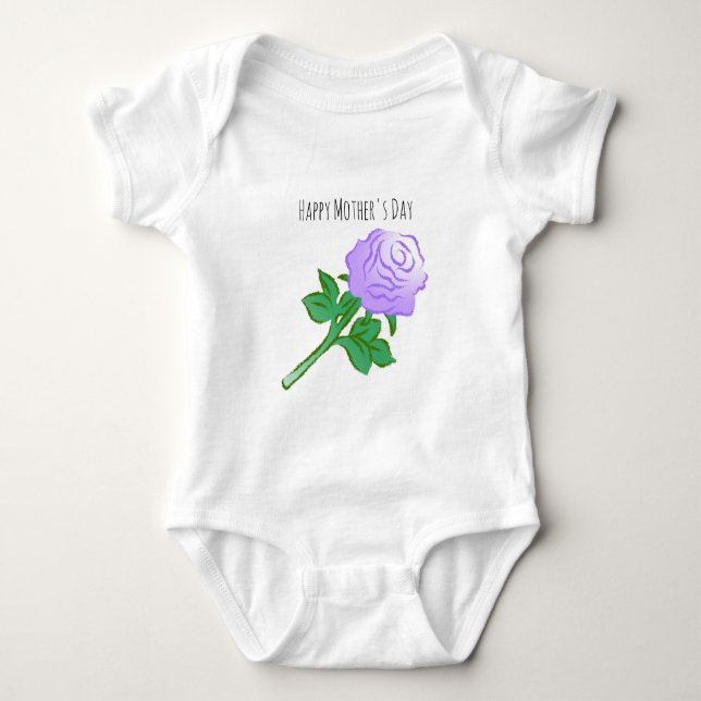 Elegant Violet Rose Baby Bodysuit (Front)
