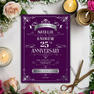 Elegant Violet Silver 25th Wedding Anniversary