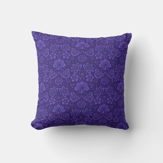 Elegant Violet Vintage Damask Pattern Cushion (Front)