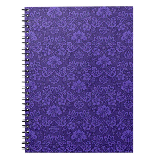 Elegant Violet Vintage Damask Pattern Notebook (Front)