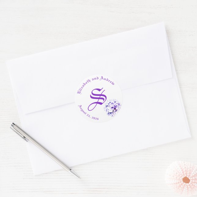 Elegant Violets  Classic Round Sticker (Envelope)