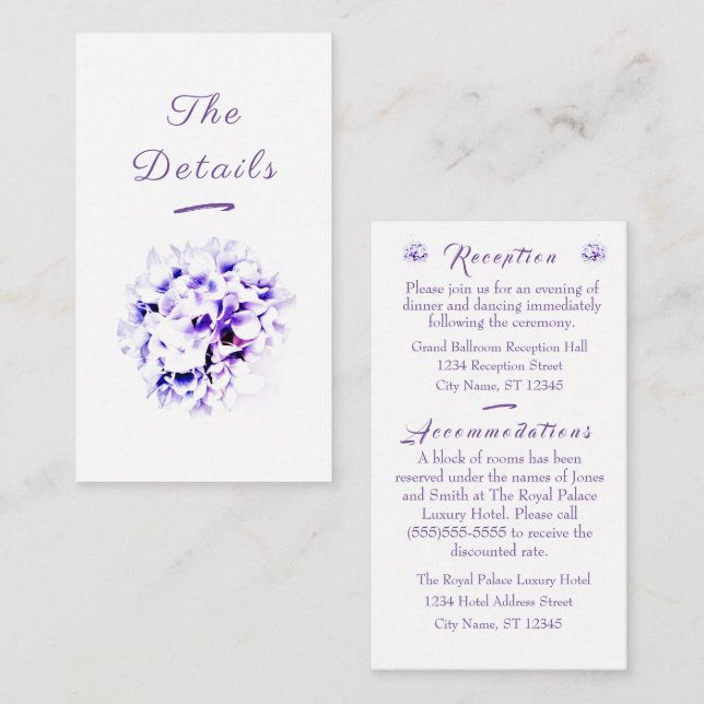 Elegant Violets Enclosure Card (Front/Back)