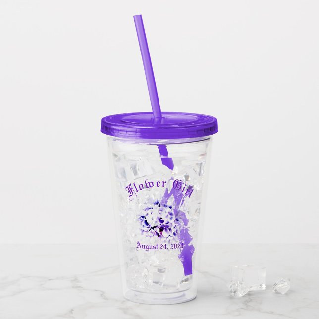 Elegant Violets Flower Girl Acrylic Tumbler (Creator Uploaded)