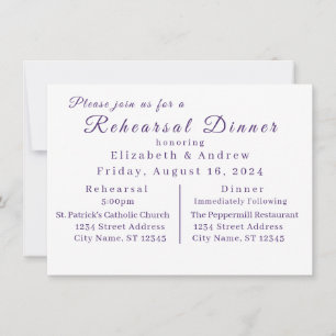 Elegant Violets Rehearsal Dinner Invitation
