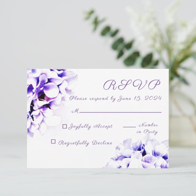 Elegant Violets Response Card (Standing Front)