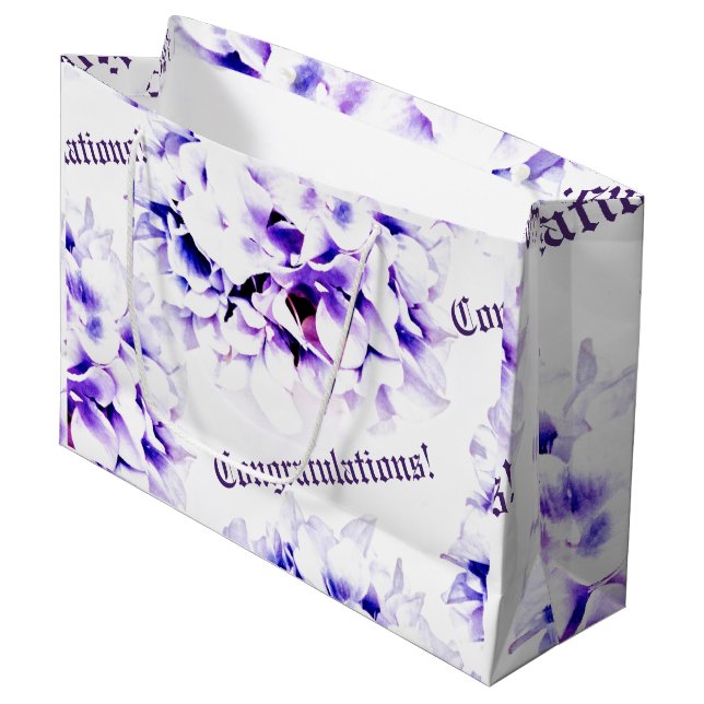 Elegant Violets Wedding Large Gift Bag (Front Angled)