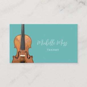 Elegant Violin Music Teacher Violinist Trendy Teal Business Card