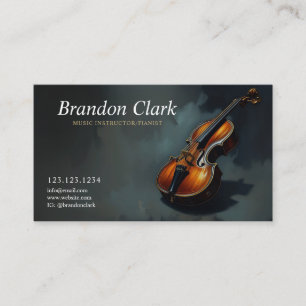 Elegant Violin on Dark Background Musician Business Card