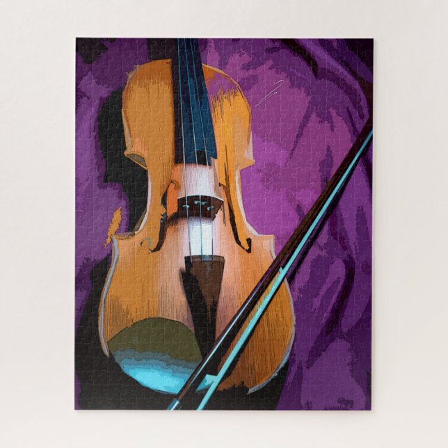 Elegant Violin on Purple Silk, for Music Lovers Jigsaw Puzzle (Vertical)