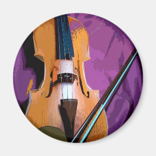 Elegant Violin on Purple Silk, Round Magnet