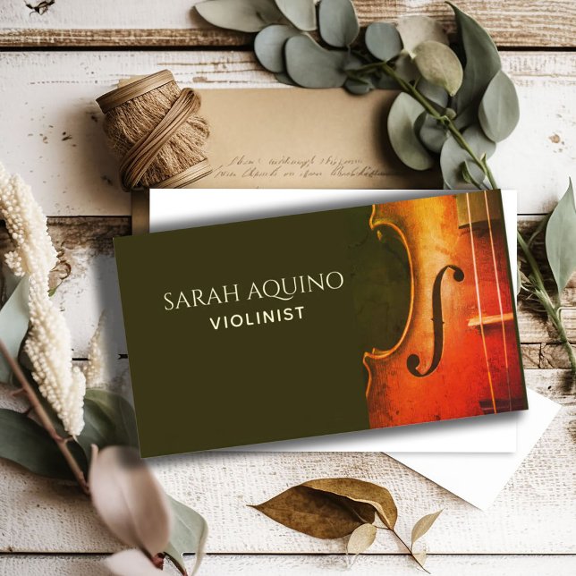 Elegant Violin Violinist Musician Music Teacher Business Card (Creator Uploaded)