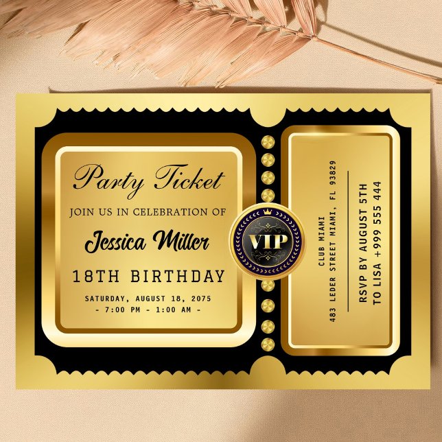 Elegant VIP Gold Event Party Ticket Invitation (Creator Uploaded)