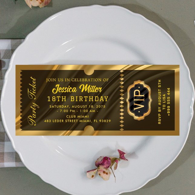 Elegant VIP Gold Event Ticket Invitation (Creator Uploaded)