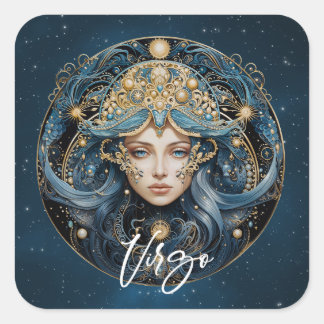 Elegant Virgin Fantasy Zodiac Black Gold Virgo Square Sticker