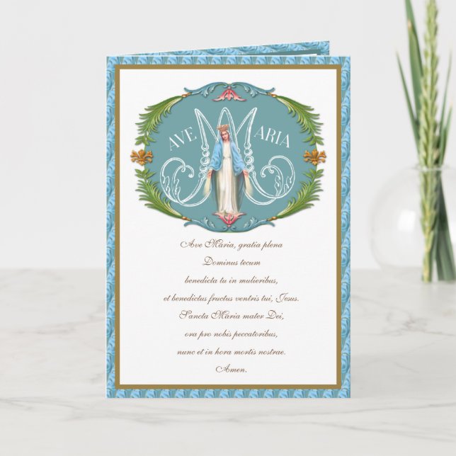 Elegant Virgin Mary Ave Maria  Religious Card (Front)
