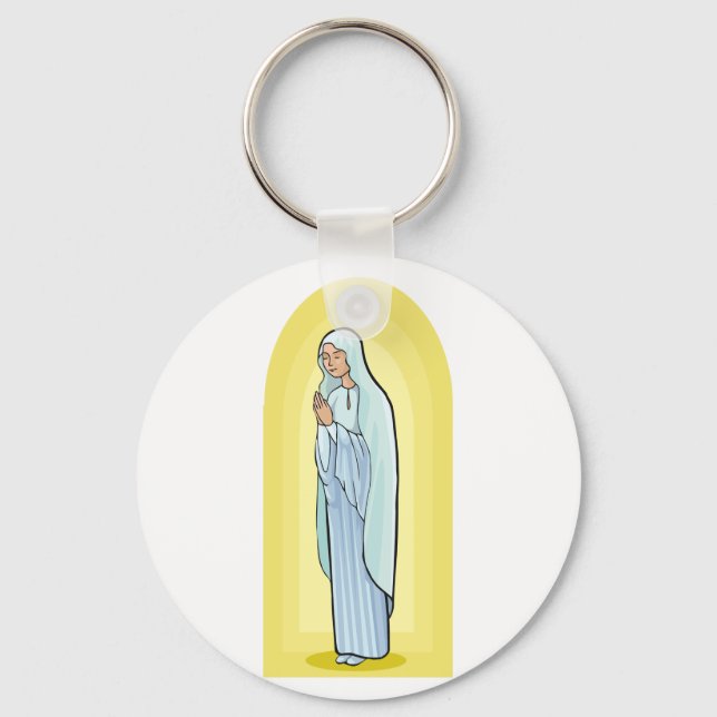 Elegant Virgin Mary Catholic Religious Key Ring (Front)