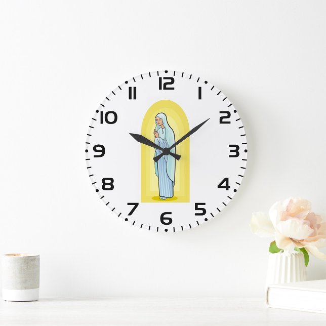 Elegant Virgin Mary Catholic Religious Large Clock (Creator Uploaded)