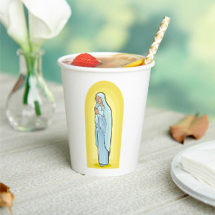 Elegant Virgin Mary Catholic Religious Paper Cups