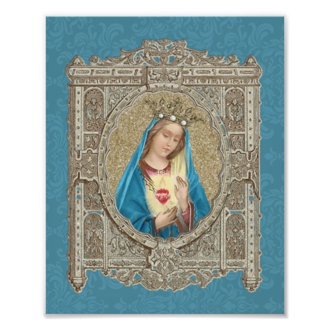 Elegant Virgin Mary Immaculate Heart Religious Photo Print (Front)