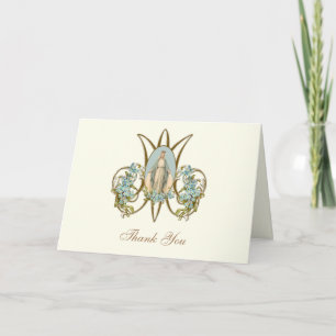 Elegant Virgin Mary Religious Catholic Floral Holiday Card