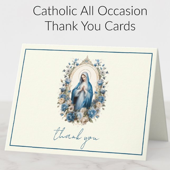 Elegant Virgin Mary Religious Catholic Floral Holiday Card (A special thank you for any occasion! )