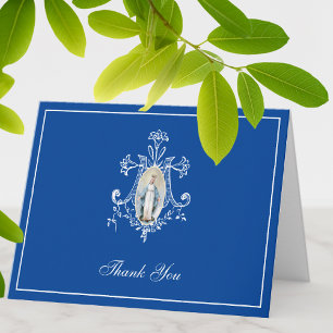 Elegant Virgin Mary Religious Catholic Floral  Holiday Card