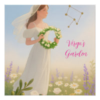 Elegant Virgo Star Sign Astrology Glossy Wall Art
