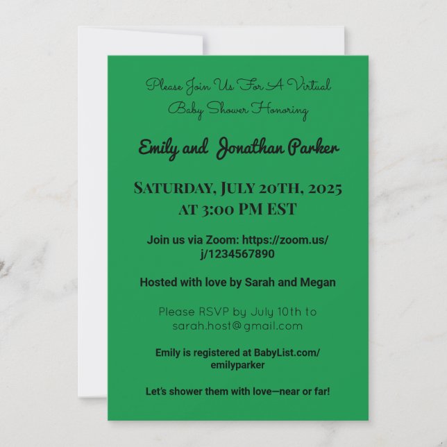 Elegant Virtual Baby Shower Invitation (Front)