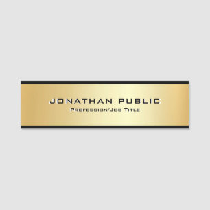 Elegant Visitor Staff Crew Member Black and Gold Name Tag