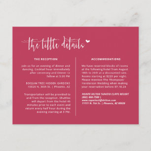 Elegant Viva Magenta Boho Wedding Details QR Code Enclosure Card