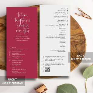 Elegant Viva Magenta Minimal QR Code Wedding Flat Programme
