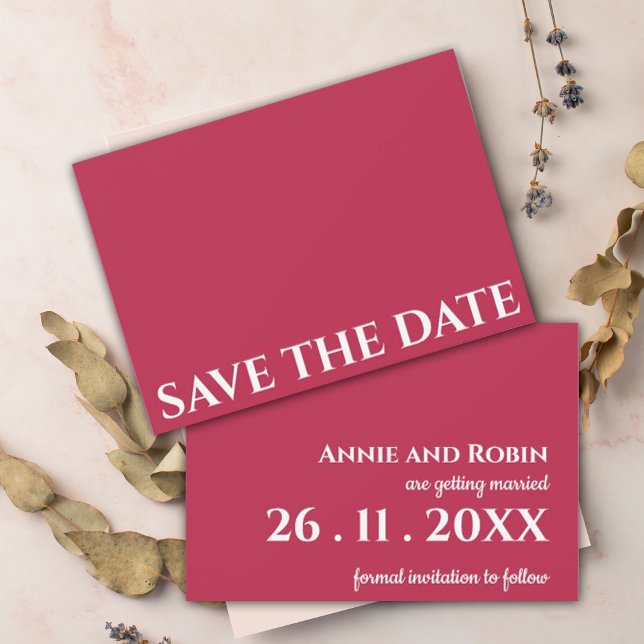 Elegant Viva Magenta Simple Minimalist Wedding Save The Date (Creator Uploaded)