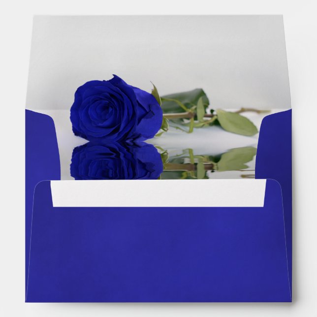 Elegant Vivid Royal Blue with Rose Wedding Envelope (Back (Bottom))