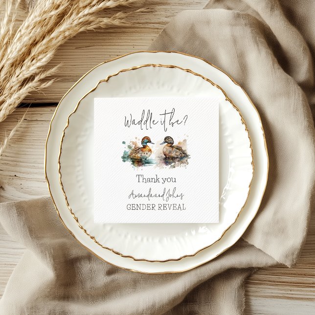 Elegant Waddle It Be Duck Gender Reveal Decor Napkin (Creator Uploaded)